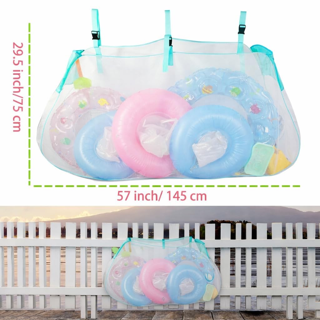 Pool Float Storage Organizer Net, Large Mesh Pool Toy Holder with Adjustable …