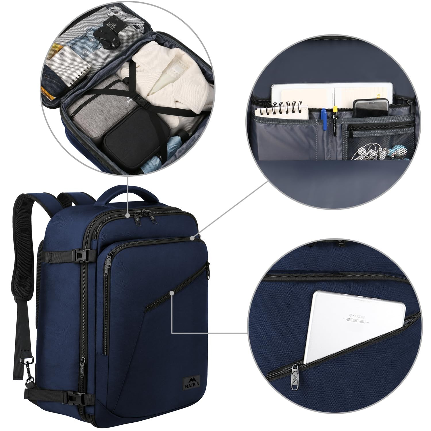 MATEIN Backpack for Travel, 27L Water Resistant Carry on Large, Blue