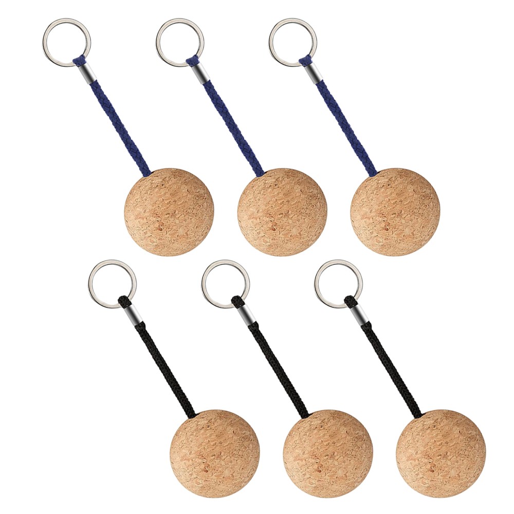 6Pcs Lightweight Cork Floating Key Rings for Water Sports Boating and Beach Use