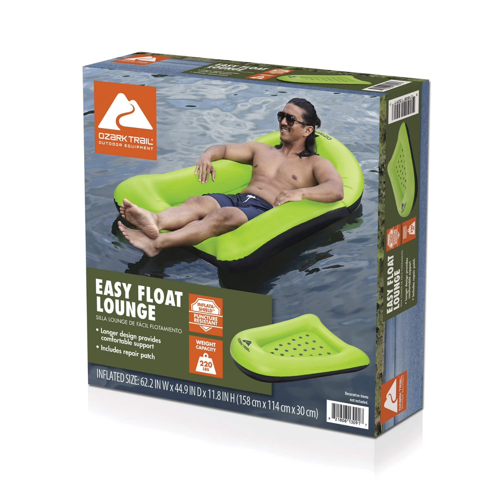 Ozark Trail Easy Float Inflatable Pool Lounge Adult, 62″ Long 🆕