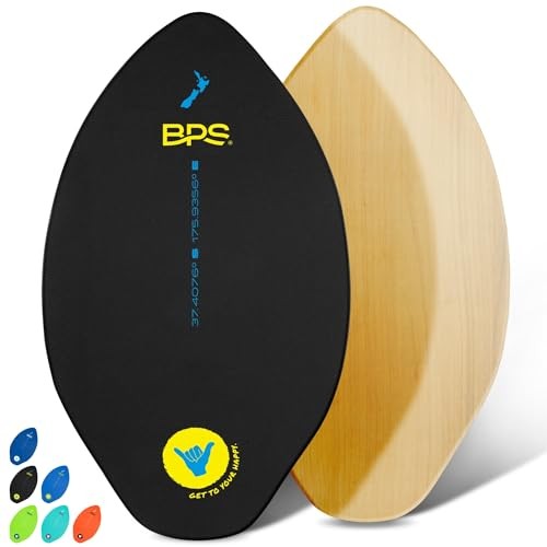 New Zealand ‘Shaka’ Skimboard with Colored EVA Grip Pads and 35 Inch Black