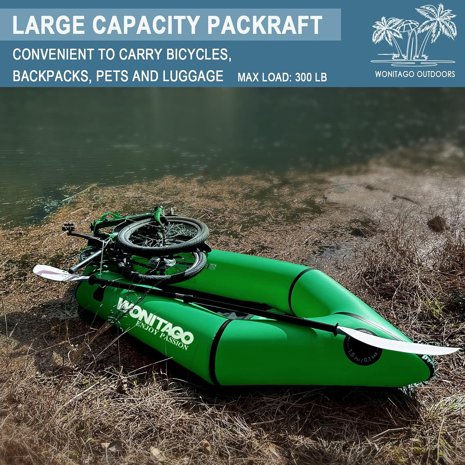 Packraft TPU Inflatable Travel Kayak with Soft Seat Lightweight Packrafts for Fl