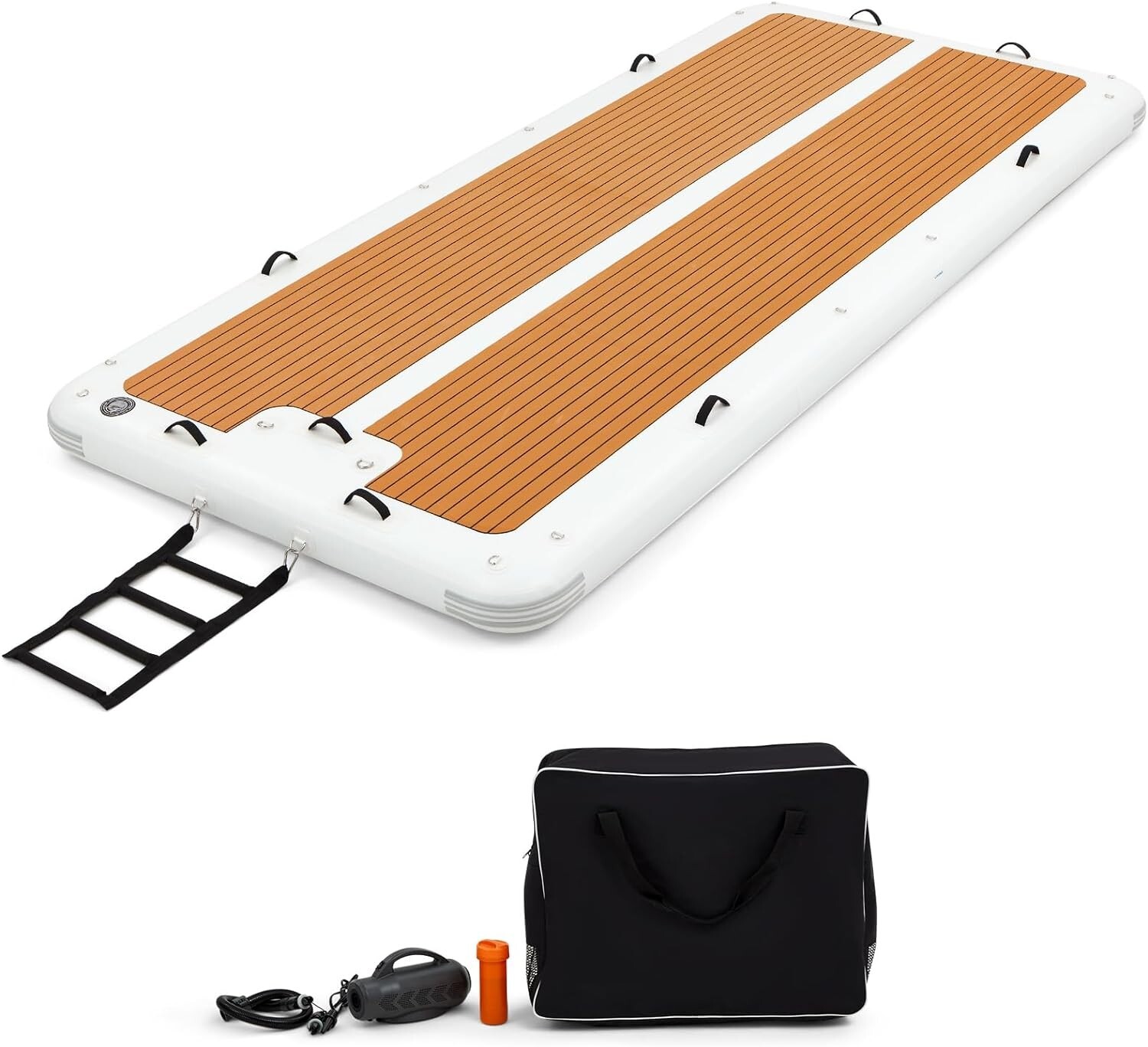 Danrelax 15’x6.5′ Inflatable Dock,Electric Pump for 1-Min Inflate, Fits 15