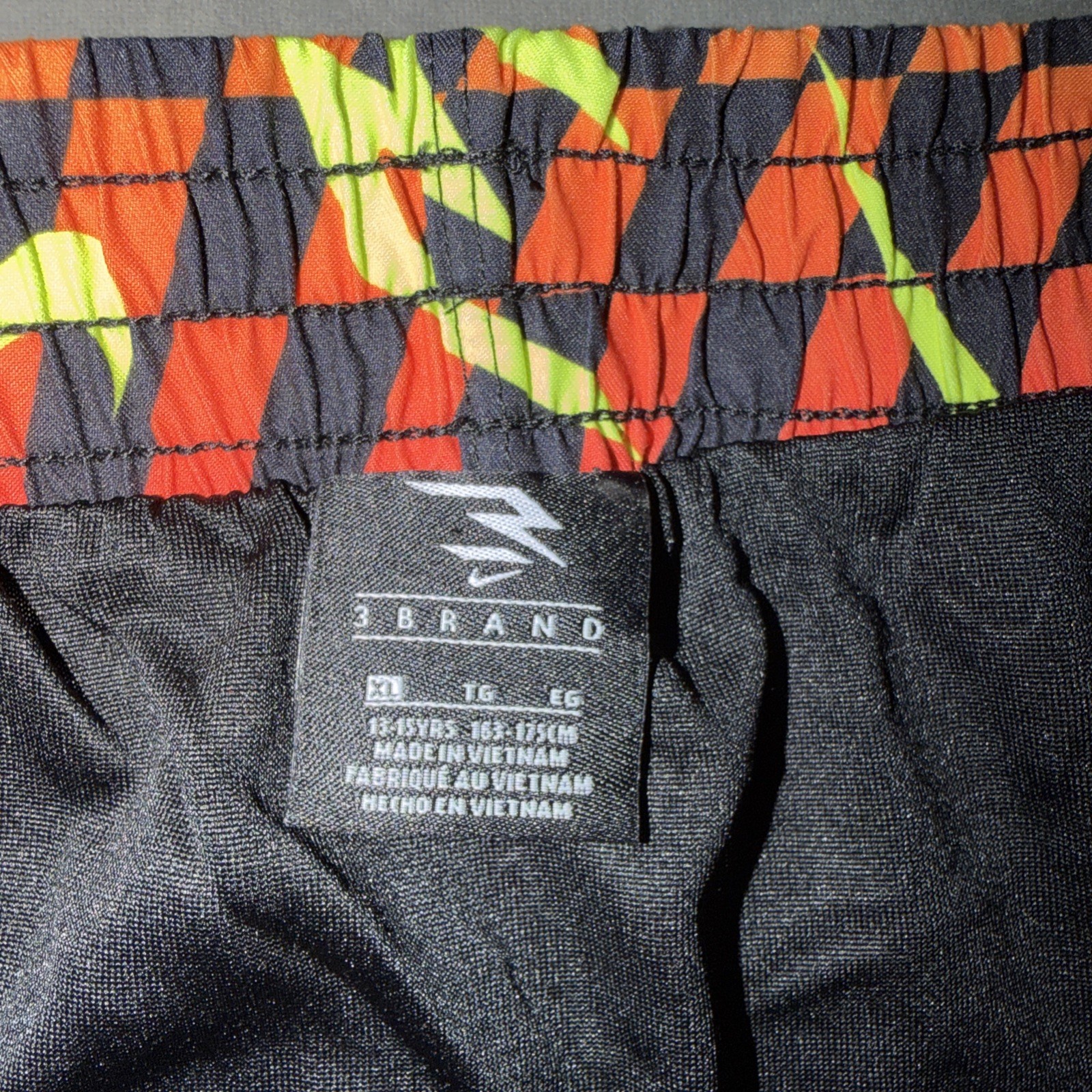 Nike 3 Brand Youth Boys Swim Trunks With Liner Sz XL Orange/Red/Grn