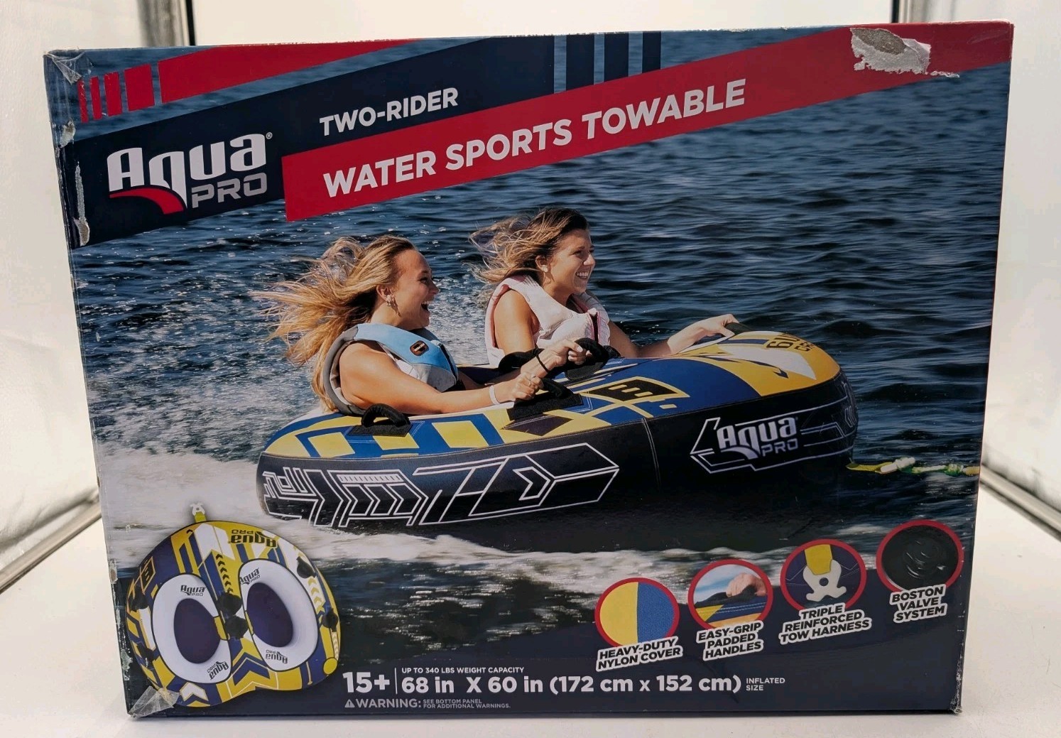 Aqua Leisure Aqua Pro 68″ Water Sports Towable Tube 2 Person Rider Sit-In Boat