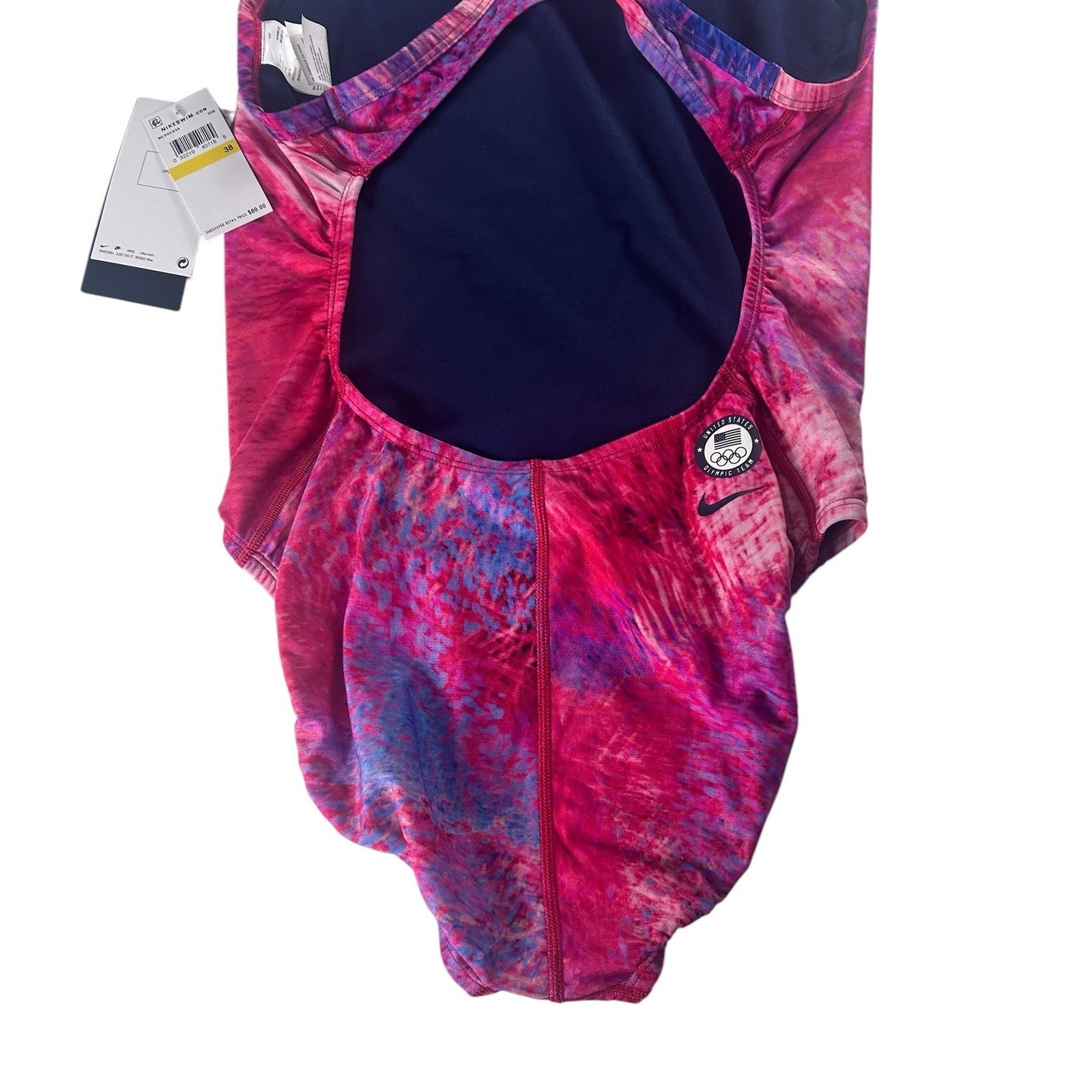 Nike Hydrastrong USA Olympic Team One Piece Swimsuit Pink Marble NESSE034 Sz 38