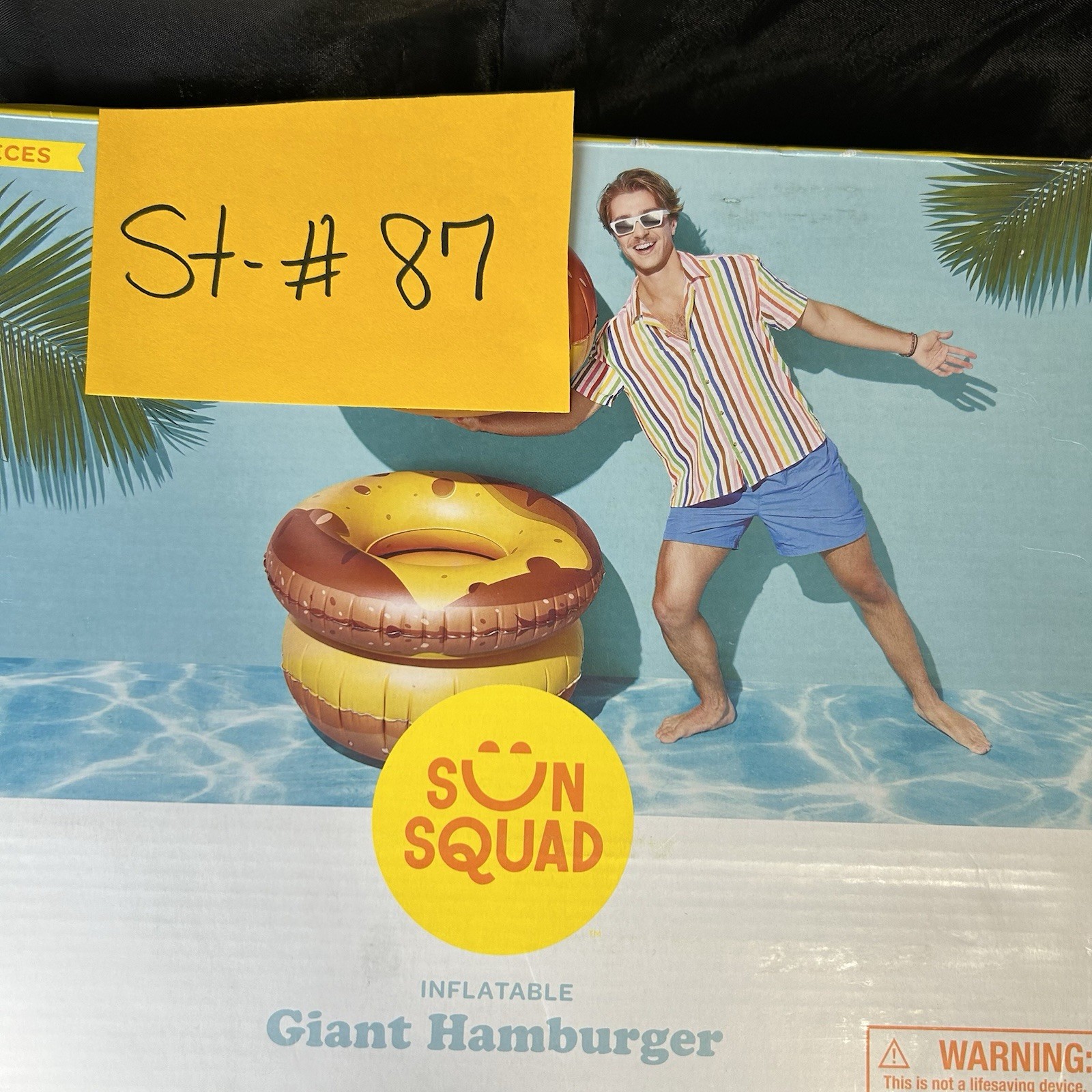 Sun Squad Inflatable Giant Hamburger Pool Float 3-Piece Set Bun Patty Float New