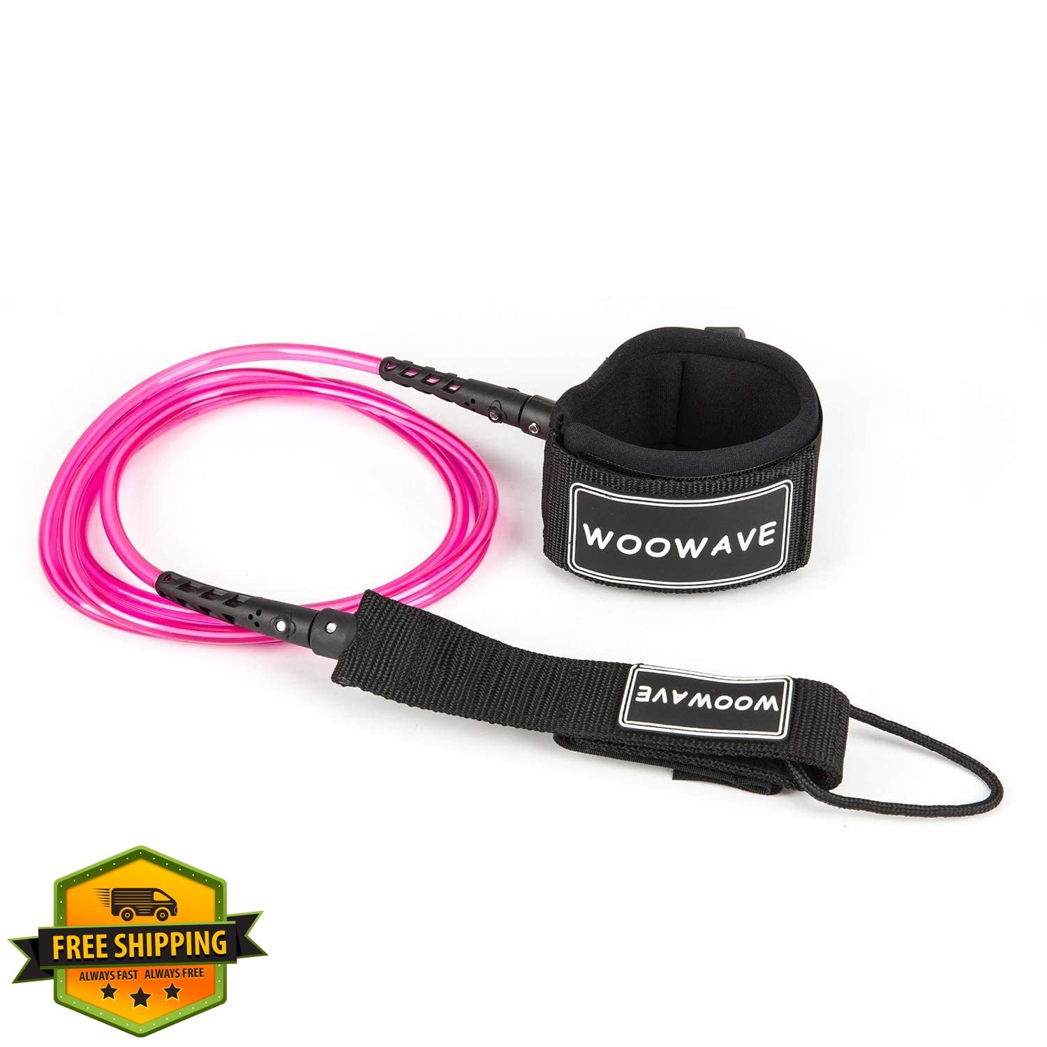 WOOWAVE Surfboard Leash 8ft Pink White
