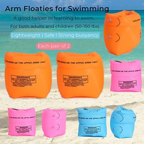 2-4 Pack Arm Floaties for Kids and Adults – Pool Floats Arm 2 Blue+2 Orange