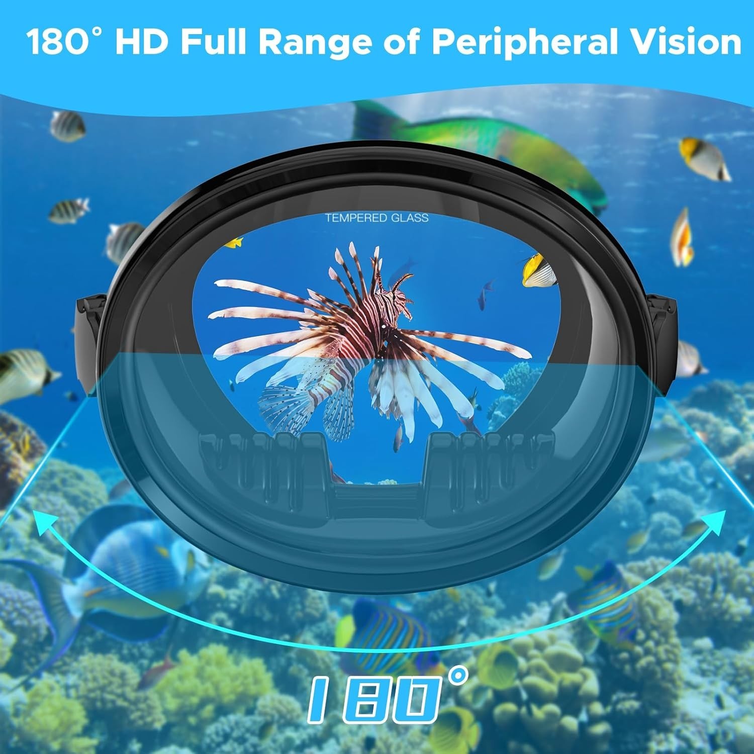 Scuba Diving Mask,Oval Tempered Glass Snorkel Mask Goggles for Underwater Vision