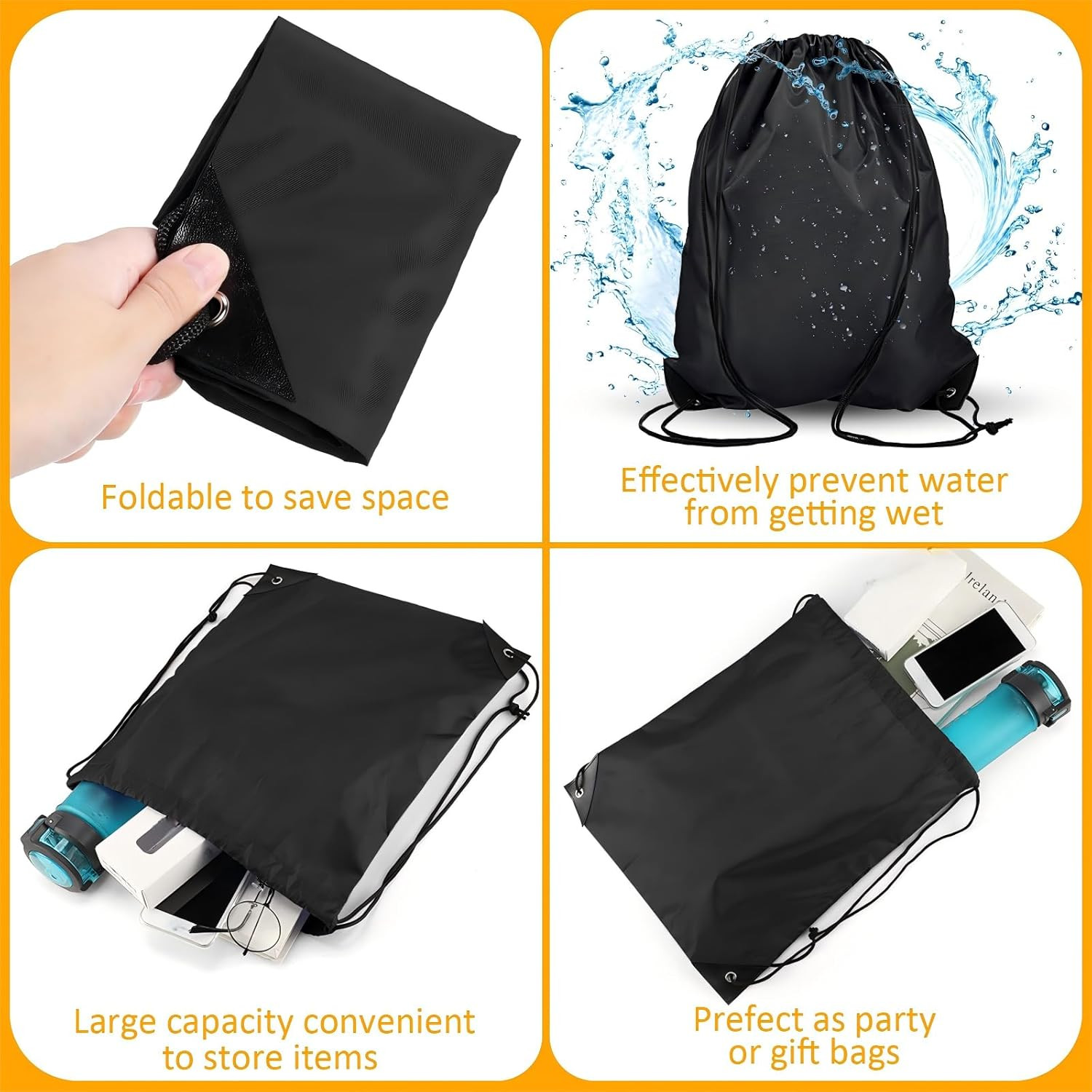 60 Pieces Drawstring Backpack Bags Sports Drawstring Bags Bulk Nylon Cinch Bag f