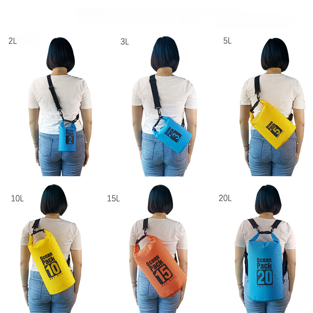 Outdoor waterproof dry bag 2L 3L 5L 10L 20L PVC for swimming hiking beach diving