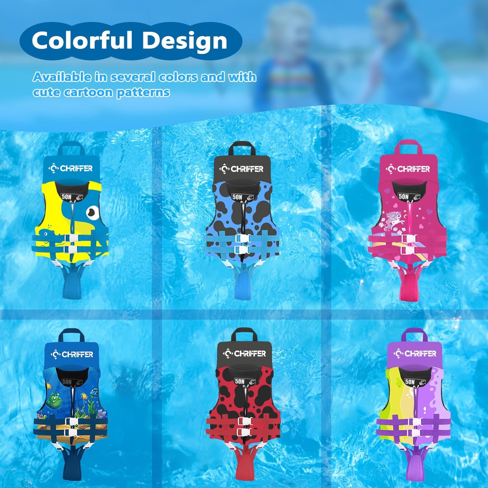 Chriffer Toddler Swim Vest Jacket For Boys Girls 20-70 Pounds/2-10 Years Kids