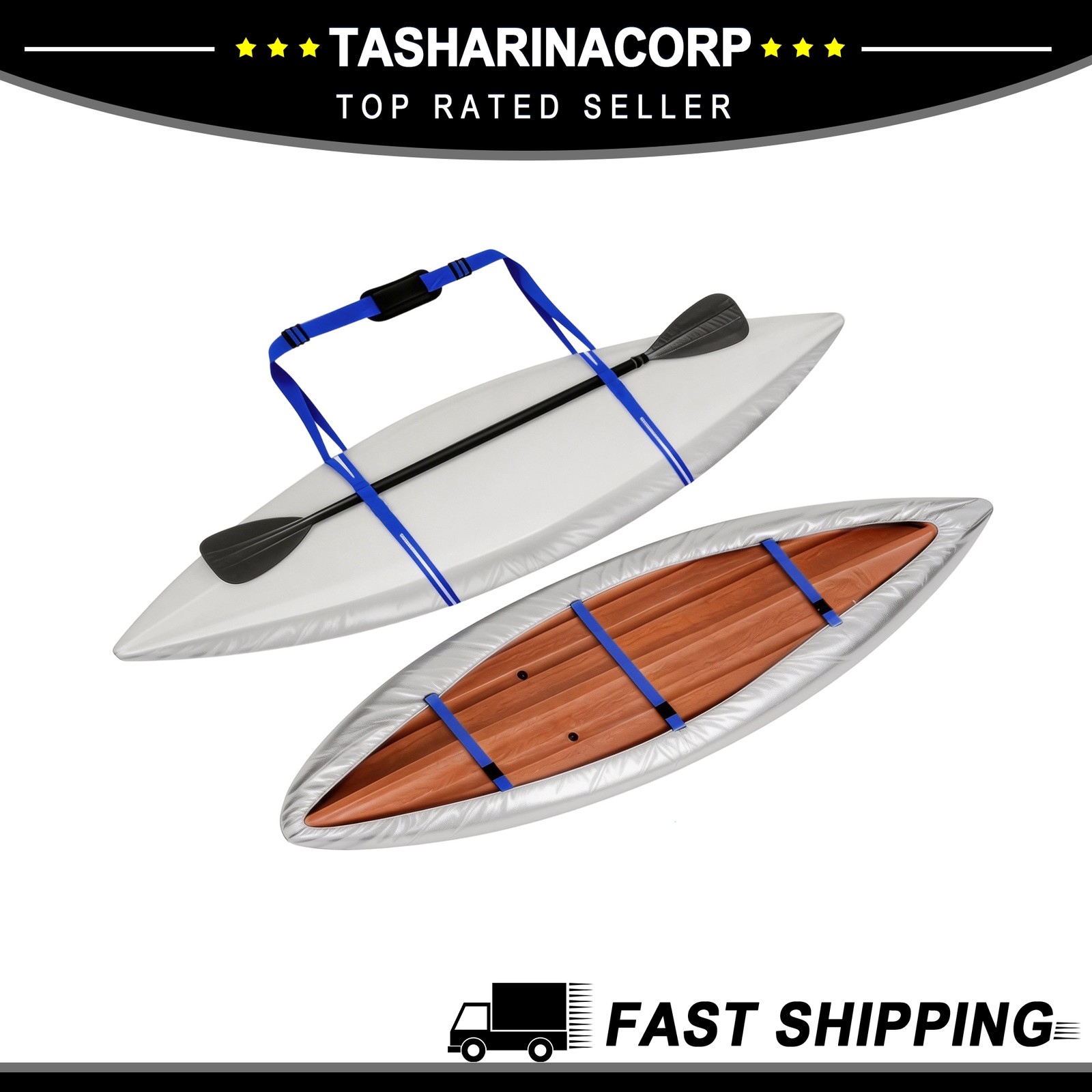 Heavy Duty Kayak Cover Waterproof UV Protection Fit for 10.8ft-12ft Silver Tone