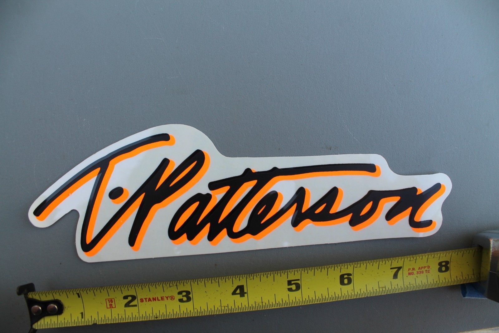 T Patterson Surfboards Clear Neon Orange Black Surf V72B Vintage Surfing STICKER