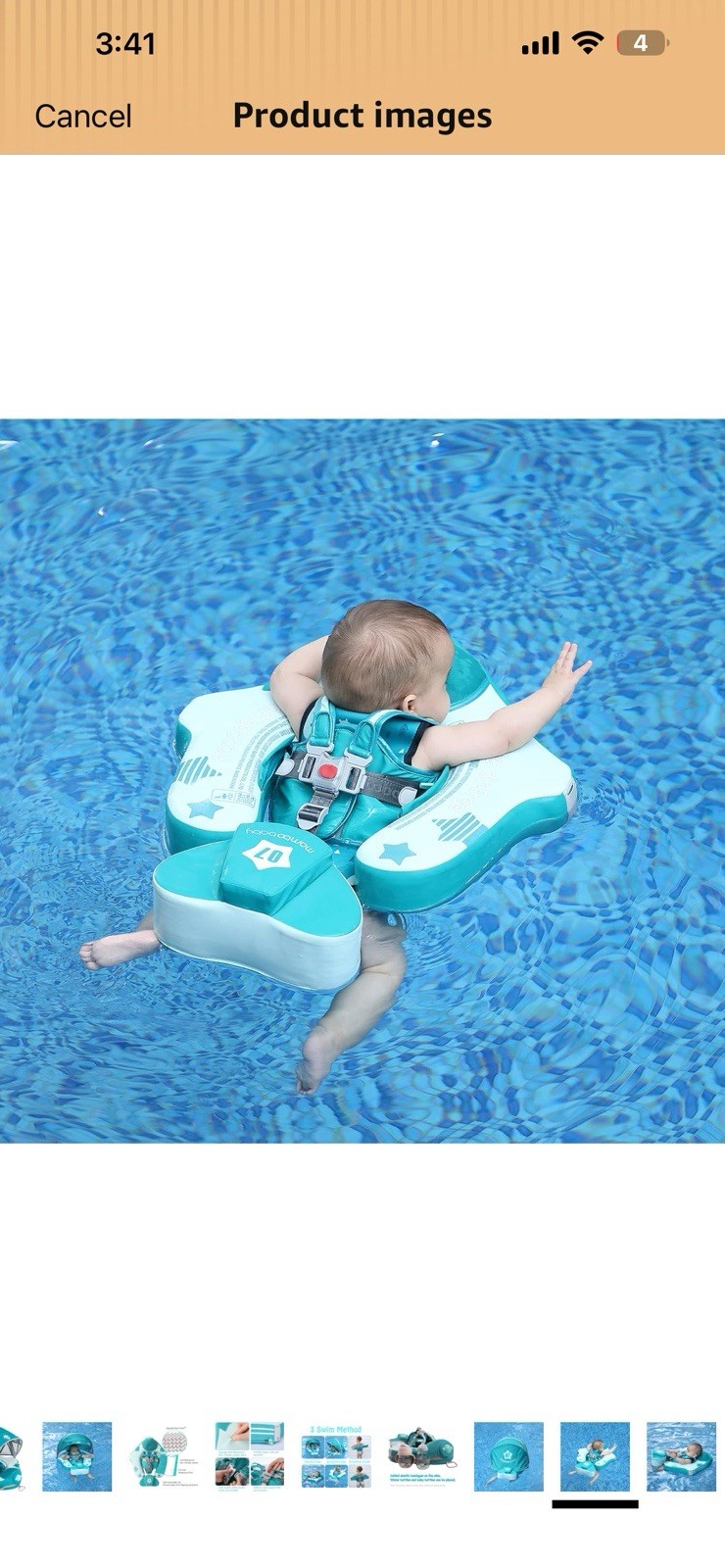 Mambobaby Global Limited Edition Green/White Baby Swim Float w/ Canopy UPF 50+
