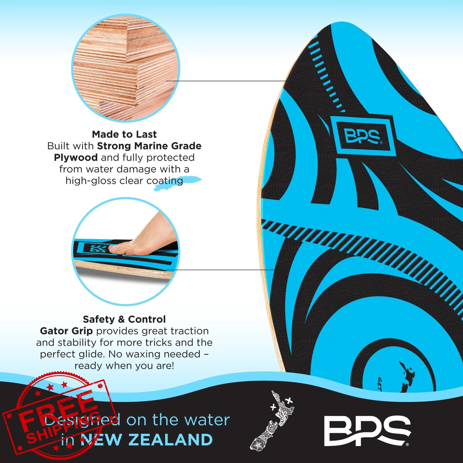 BPS Koru Skimboard Black 35 Inch