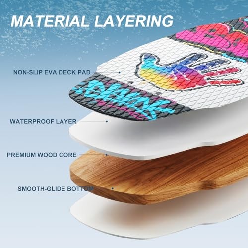 35-inch Wooden Skimboard for Beginners and Adults | Surface with EVA Non Palm