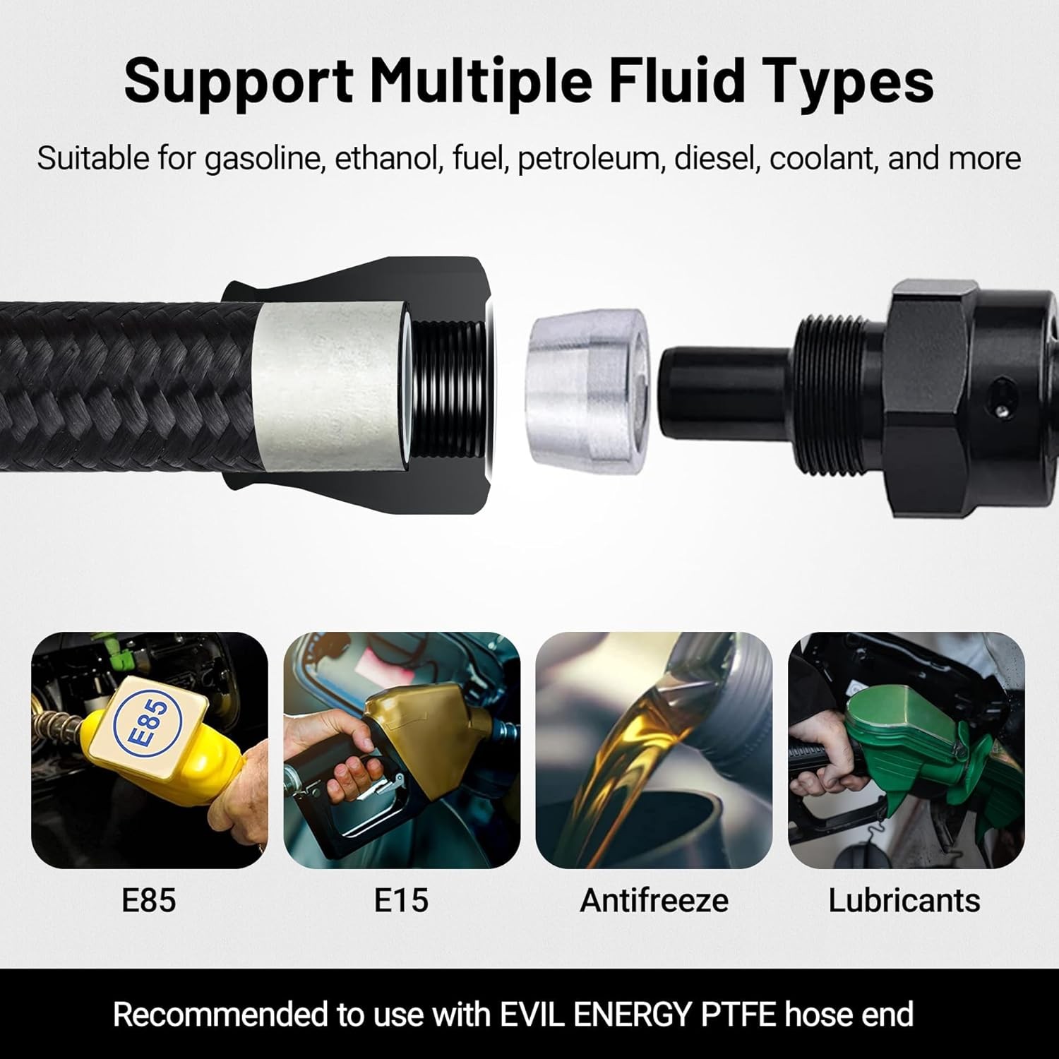 6AN PTFE Fuel Line Kit E85 Nylon Braided Fuel Hose 20FT AN6 PTFE Fuel Line Kit