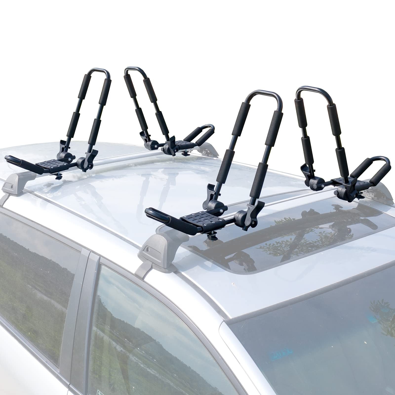 Leader Accessories Folding Kayak Roof Rack 4 PCS for 2 Kayaks – Small, Black