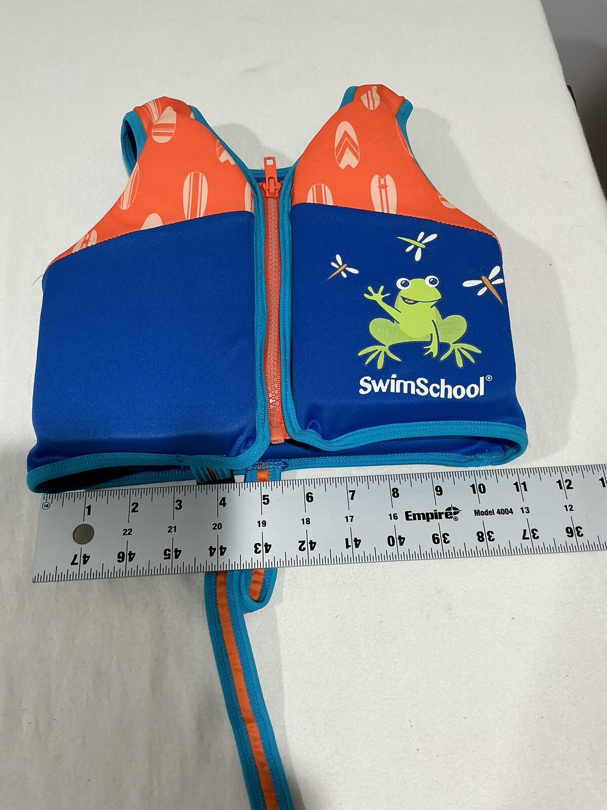 Kids Swim School Life Jacket Zip Up Ages 2-4 Max 33 Pounds Blue Orange