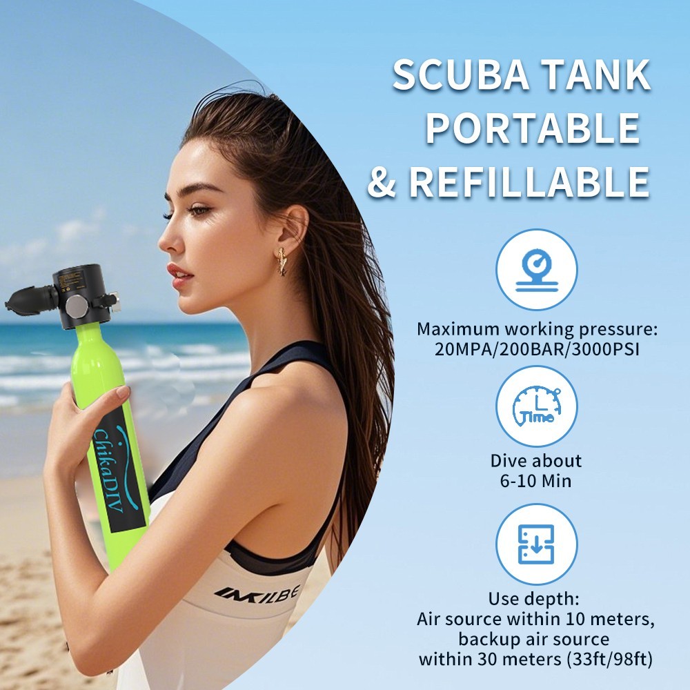 0.5L Lung Tank Scuba Tank with Diving Mask,Portable Kit for Pool Freediving