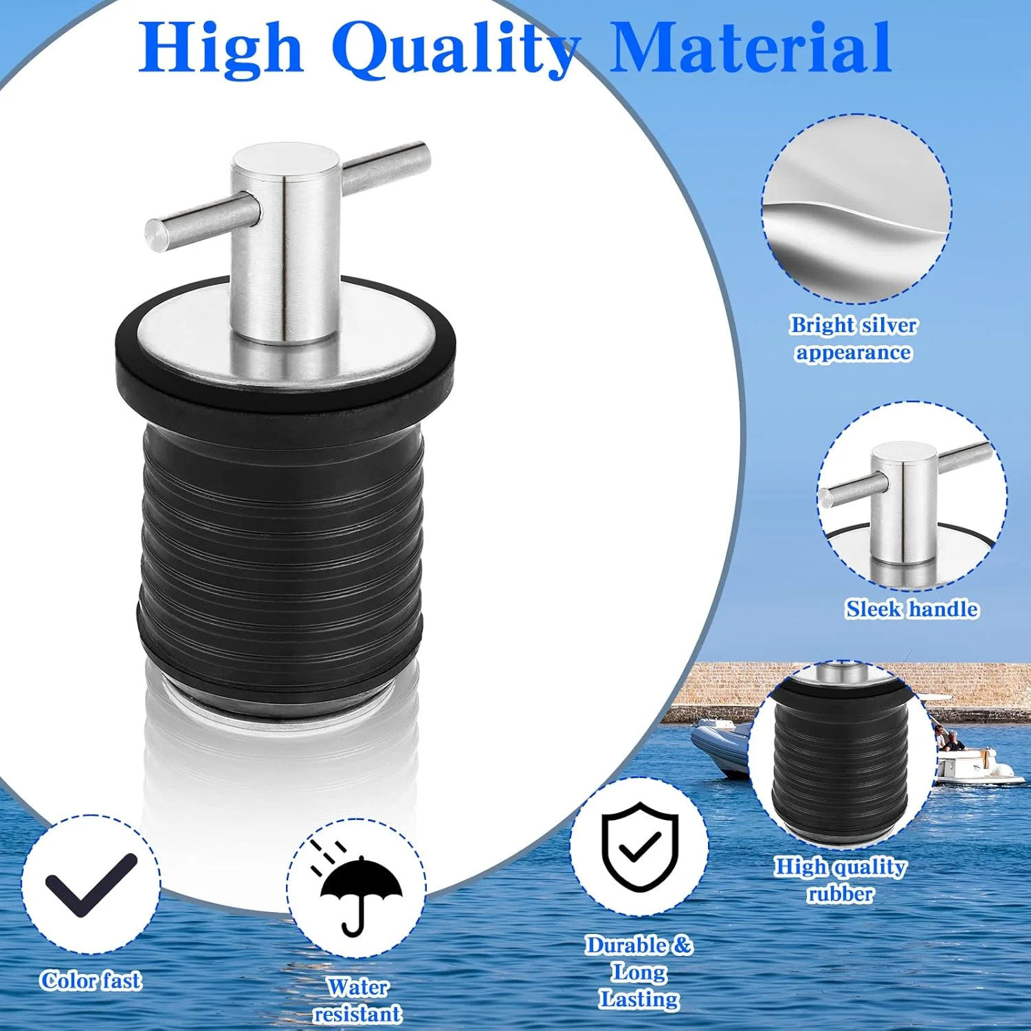 2 Pack Boat Drain Plugs with T Handle and O Handle Snap Rubber Jon Boat Plug for