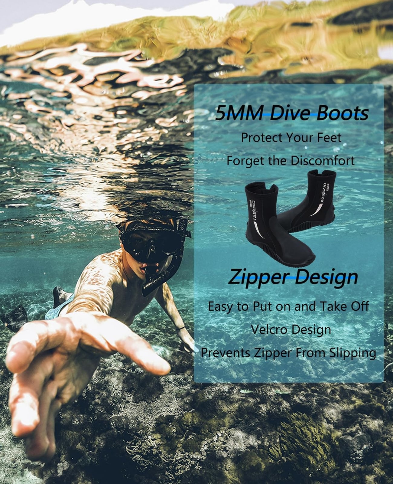 Skyone Neoprene Dive Boots, Men Women, 5MM Wetsuit Surf Booties, Diving Boots…