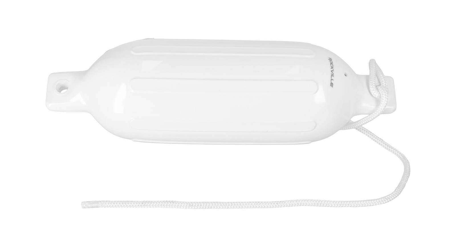 (2) Rockville FEN165-WHITE 6.5″x23″ Boat Fenders + 10 Foot Line Marine Bumpers