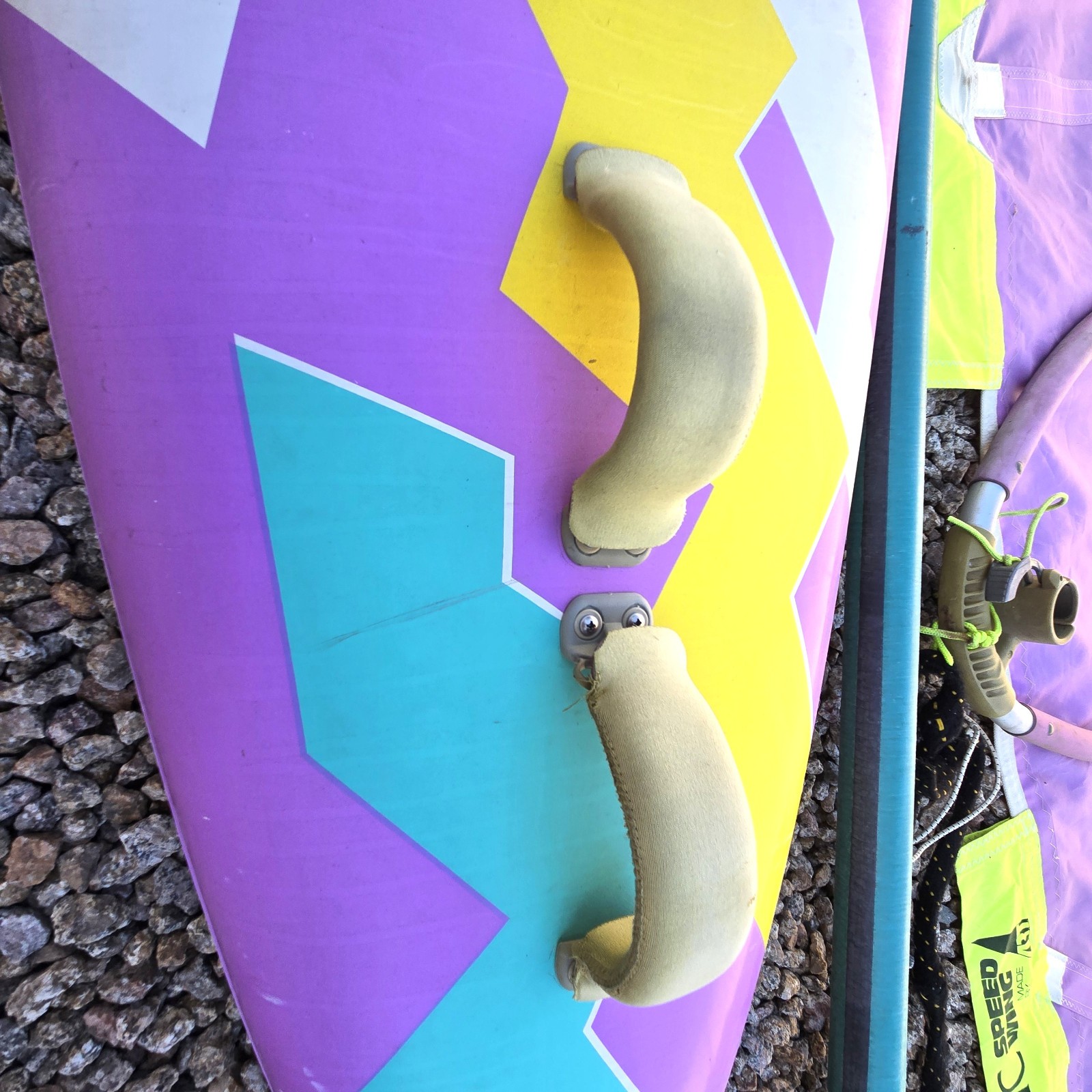 Vintage Fanatic Lite Bat Windsurfer Board w/6.8 Sail Mast Boom Accessory Kit