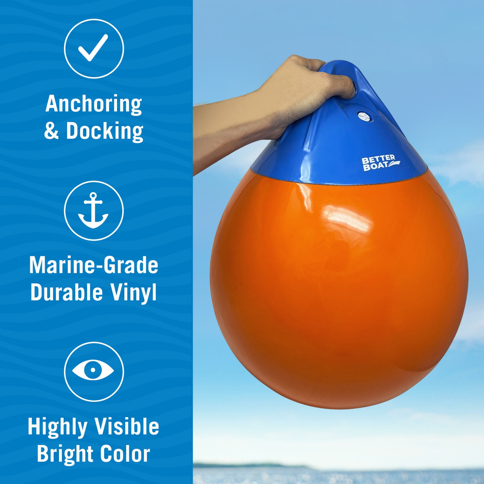Anchor Bouy and Retrieval Ring Vinyl Boat Buoy Balls Round Mooring Marker