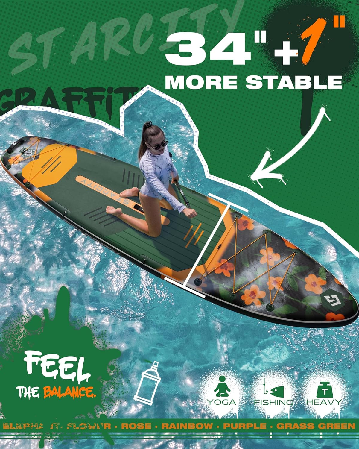 Inflatable Stand up Paddleboard W/Complete Accessories Extra Wide High Load Desi