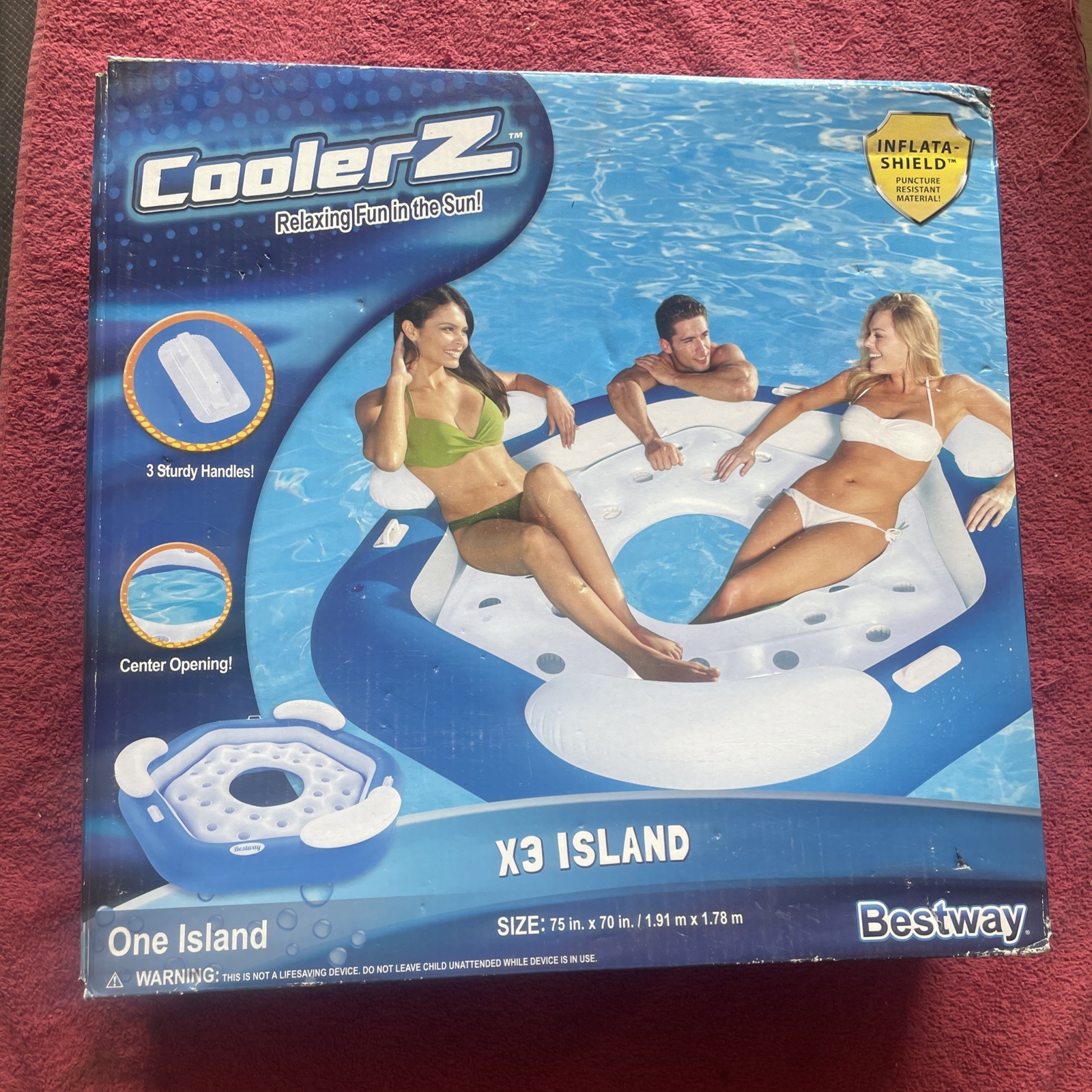 NEW 3 Person Coolerz X3 Island Inflatable Raft Tube Swimming Water Boat Float
