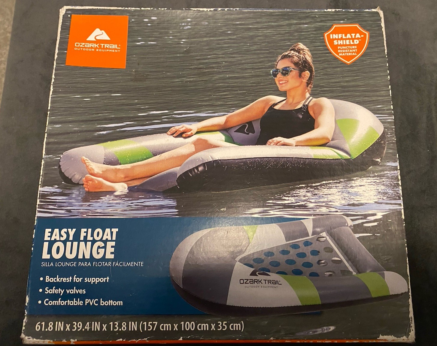 Ozark Trail Easy Float Lounge Multicolor, Lake Pond River Lounge Adult Unisex BN