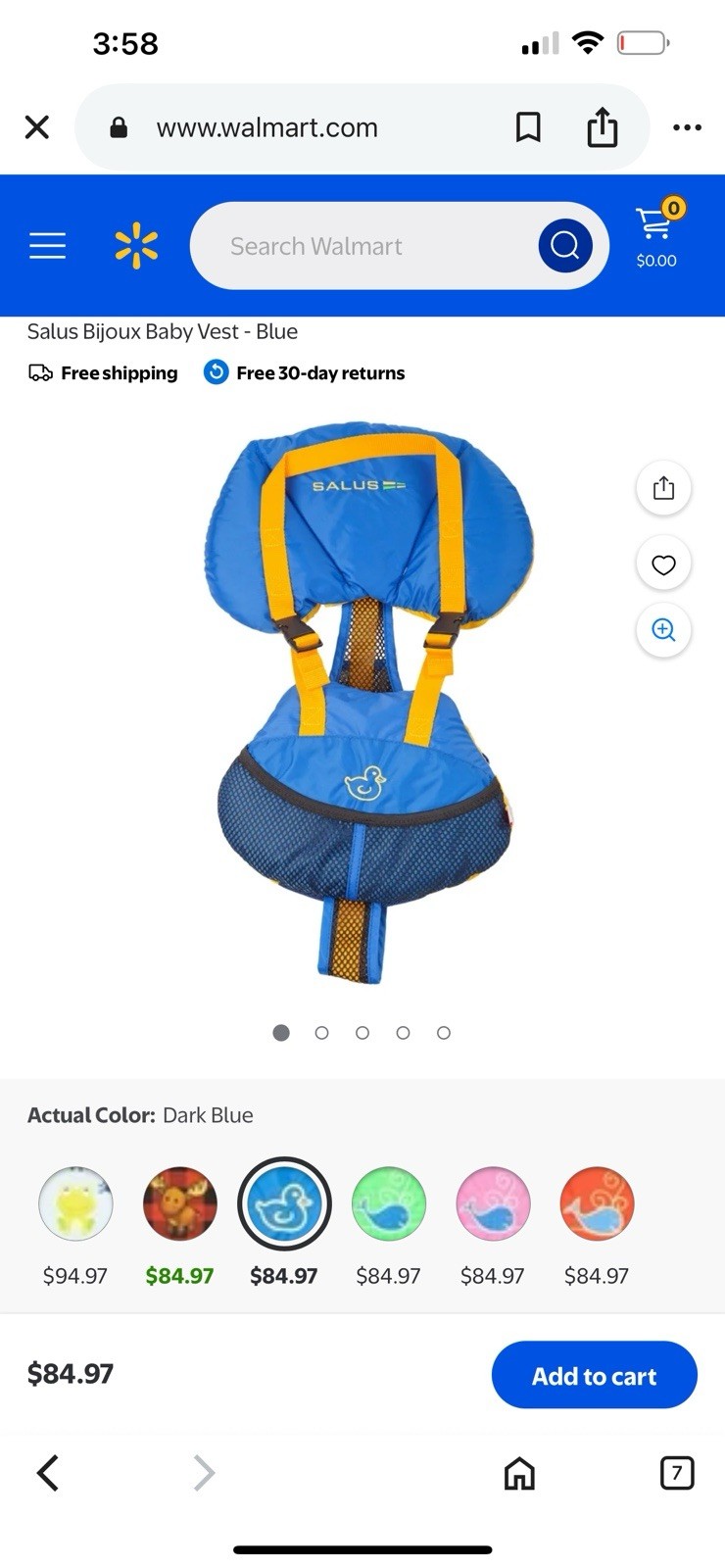 Salus Bijoux Baby Vest Flotation Jacket for Infants 9-25 pounds Yellow/Blue