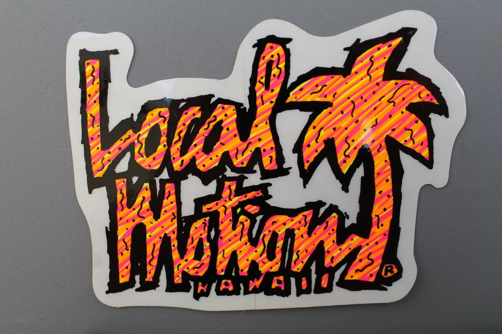 LOCAL MOTION Hawaii Clear Neon Aloha Orange OG LM2 80’s Vintage Surfing STICKER