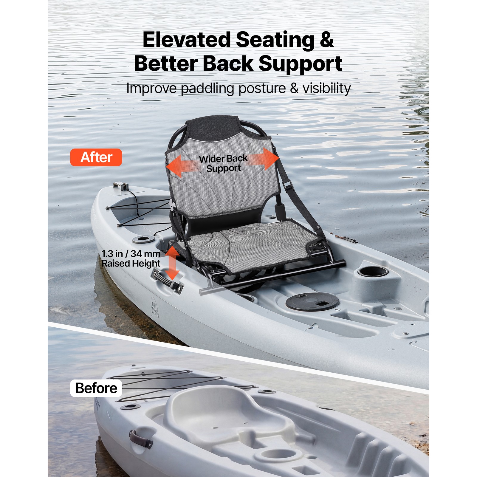Uimoso Folding Kayak Seat Breathable Boat Seat for Rafting Inflatable Kayak Fish