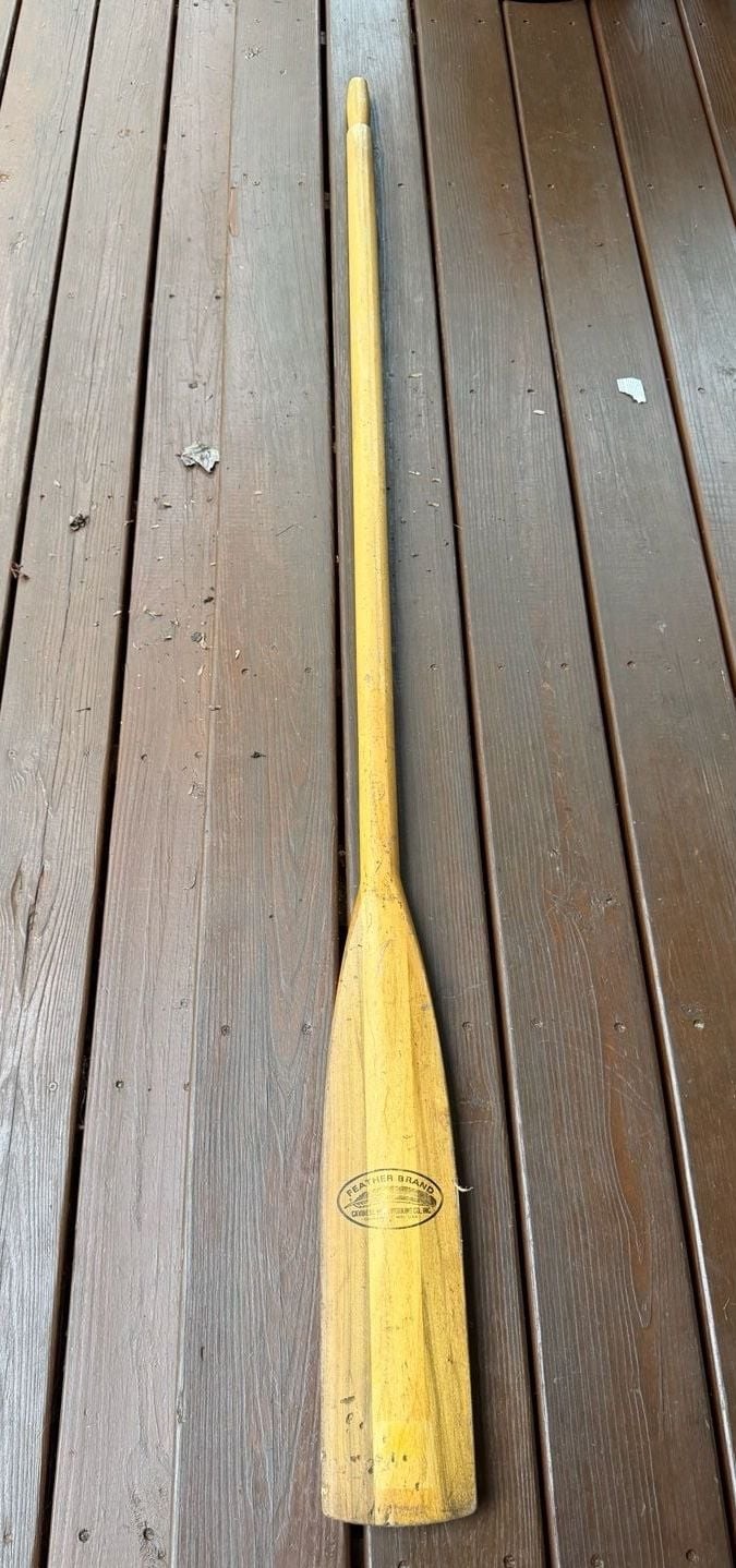Vintage Feather Brand Wood Canoe Paddle by Caviness Woodworking Co.