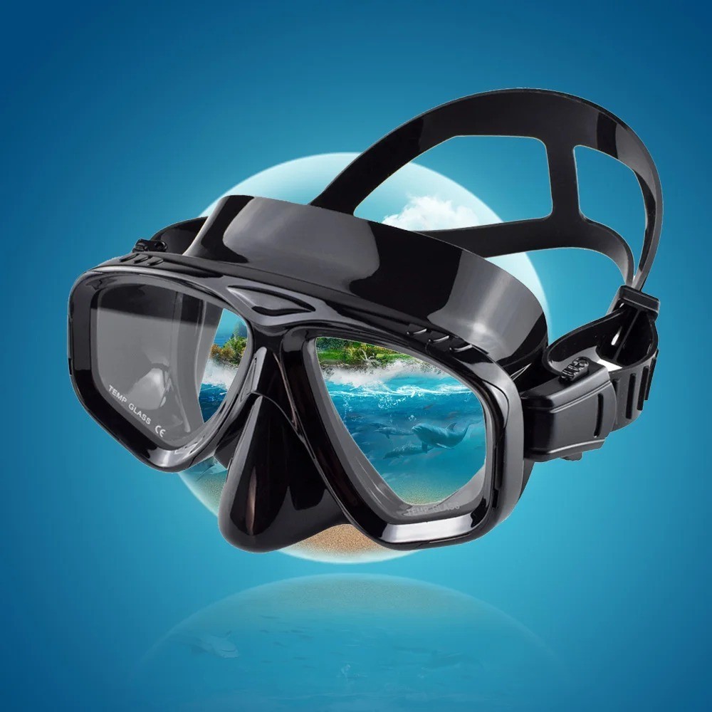 Snorkel Mask Swimming Goggles Scuba Diving Silicone Skirt Tempered Glass Len