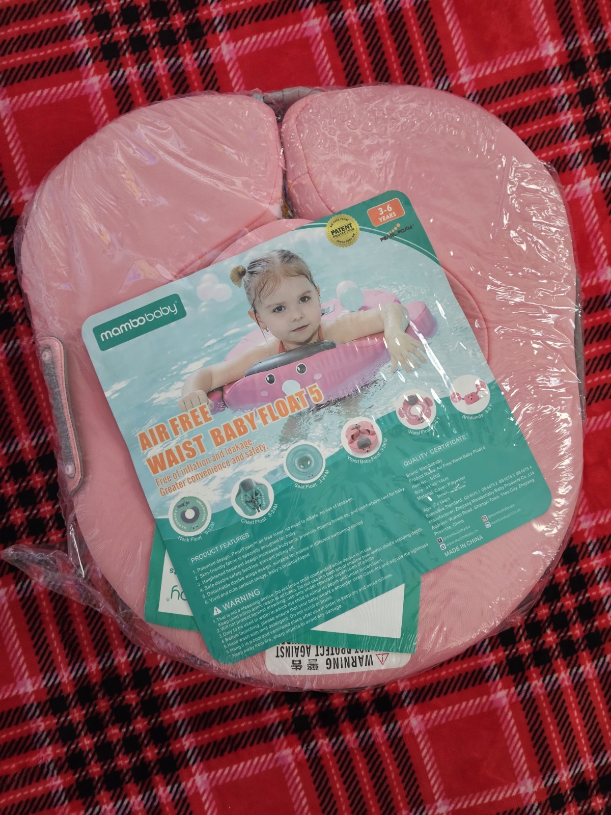Mambobaby Air Free Waist Baby Float 5 Pink Safe Air-Free Toddler Swim B505