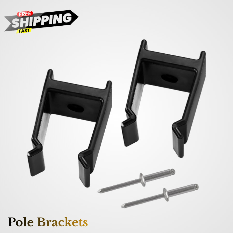 Bimini Top Pole Clips for 1-1/4 Inch Pontoon Support – 2 Pack Black