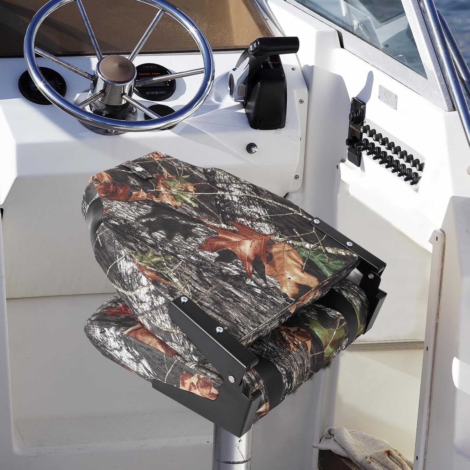 2 Pack Waterproof Folding Boat Seats, High-Back Ergonomic Captain Chairs with Th