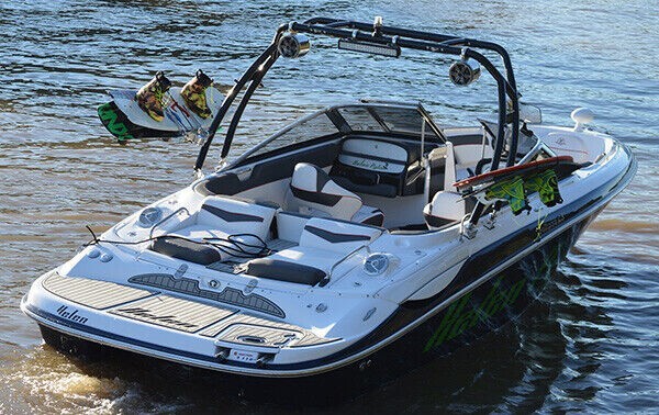 Reborn Launch Wakeboard Tower Black Powder Coated + Pro3 Tower Bimini Top Pkg