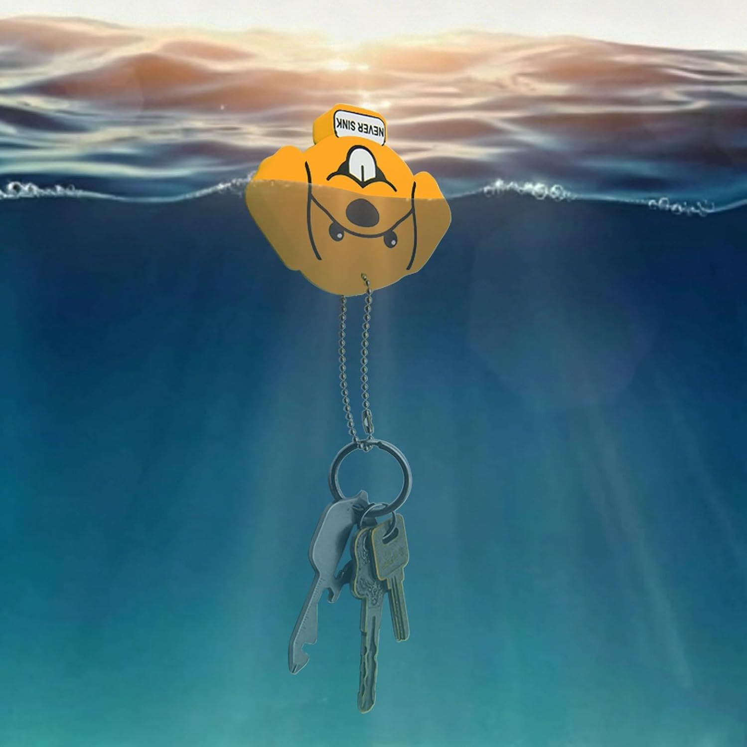 Floating Keychain for Keys, Retriever Dog Buoy with Chain, Buoyant Key