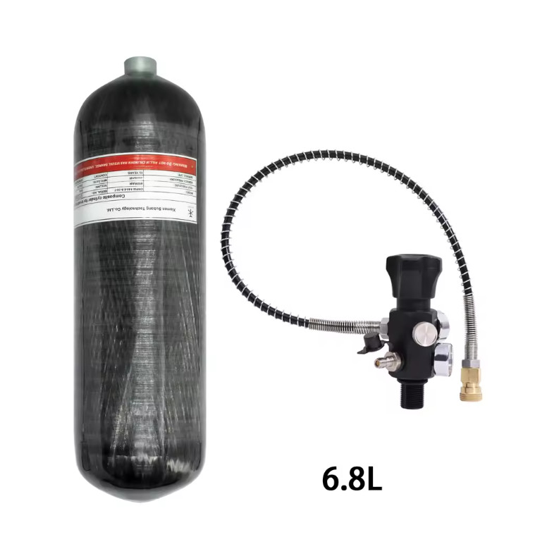6.8L Carbon Fiber Cylinder Air Tank HPA Fill Station Scuba Diving 4500PSI 300BAR