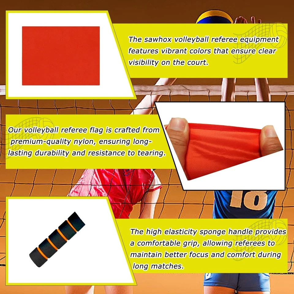 SAWHOX Volleyball Flags Line Judge, 2PCS Referee Red-2PCS