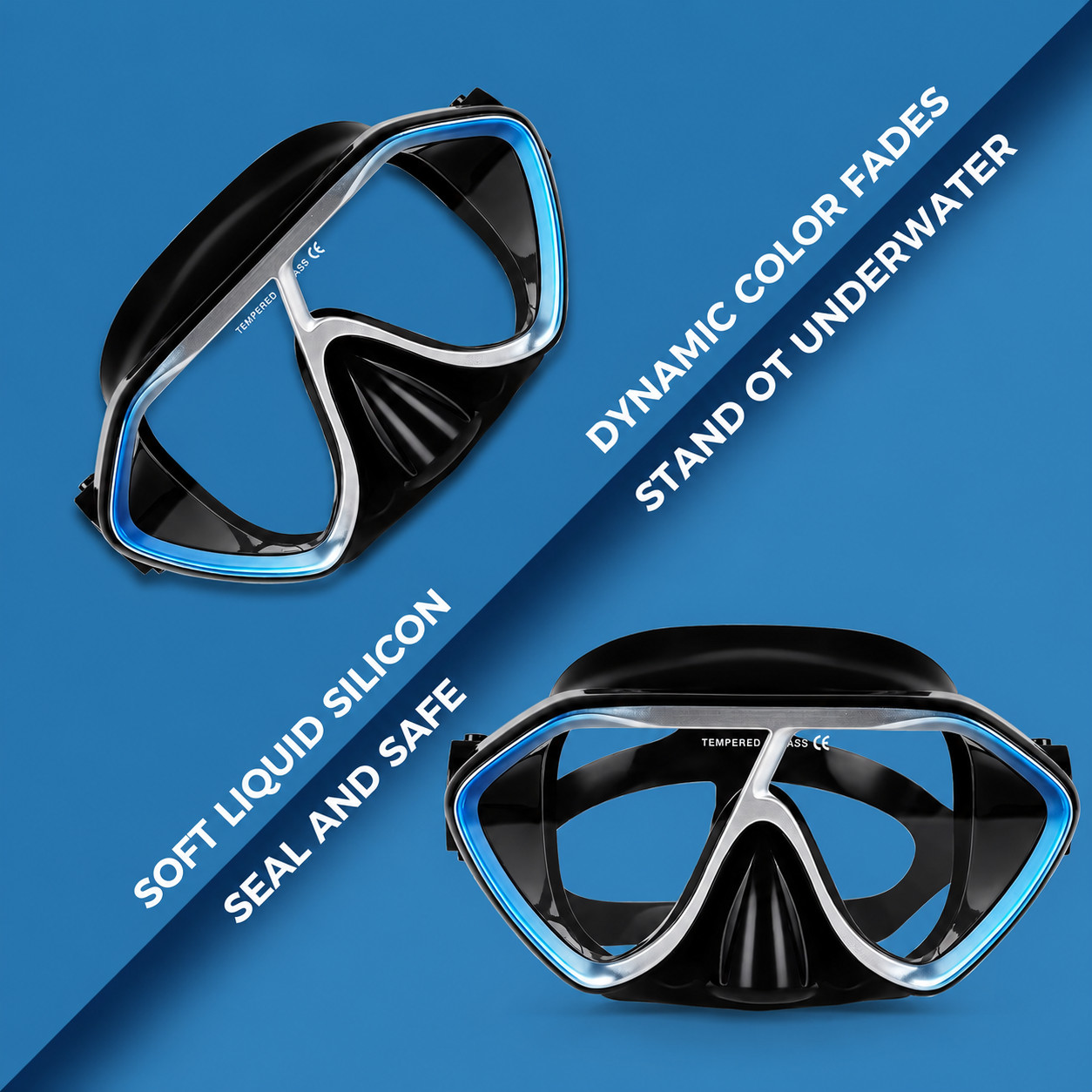 Scuba Diving Mask Tempered Glass Lens Swim Goggles Snorkeling Panoramic
