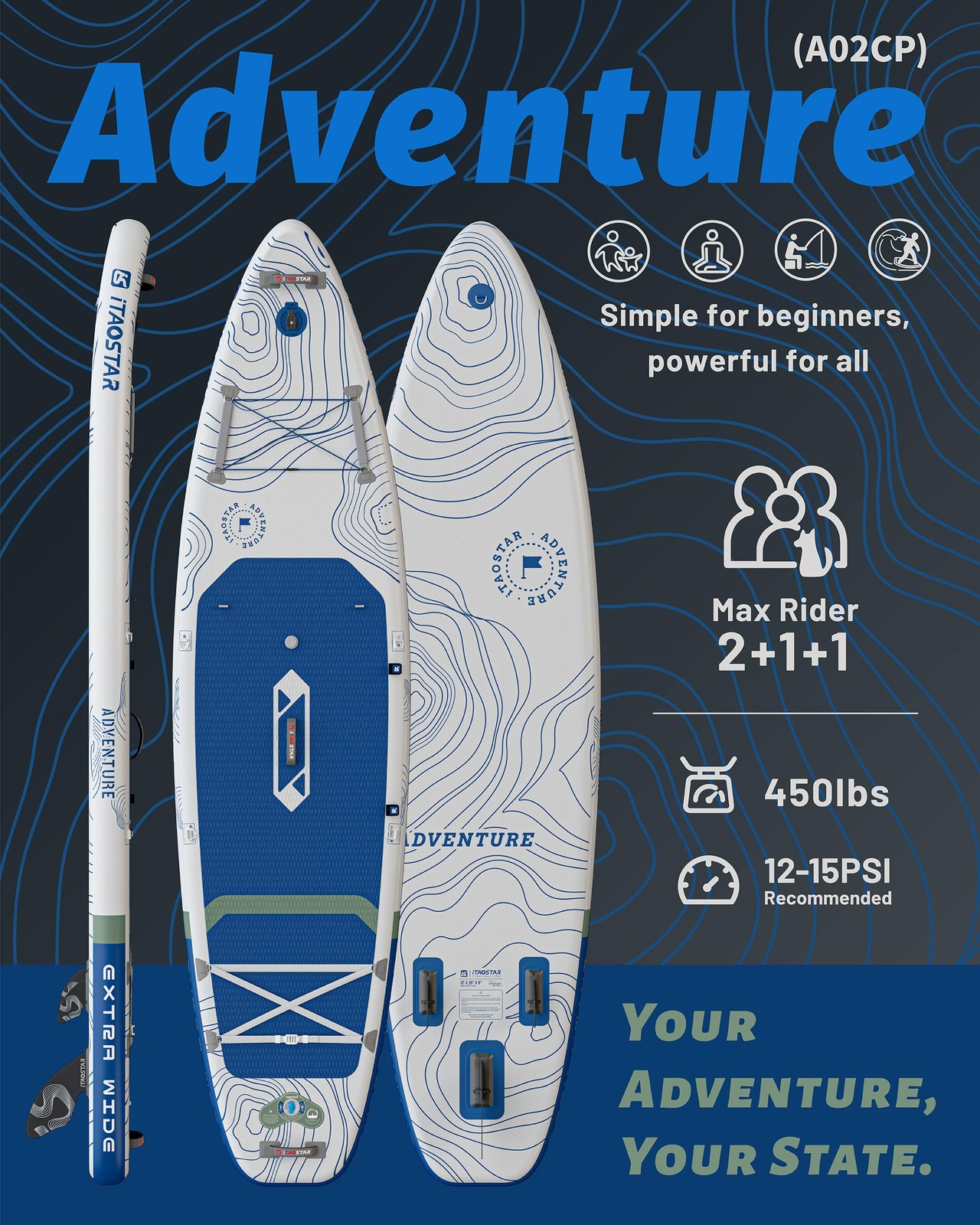 iTAOSTAR Adventure 12′ × 35 Inflatable Stand Up Paddle Board with Seat