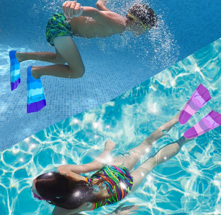 Size XXXXS (US Kids 5.5-7.5) Silicone Swimming Training Fin, non slip – Blue