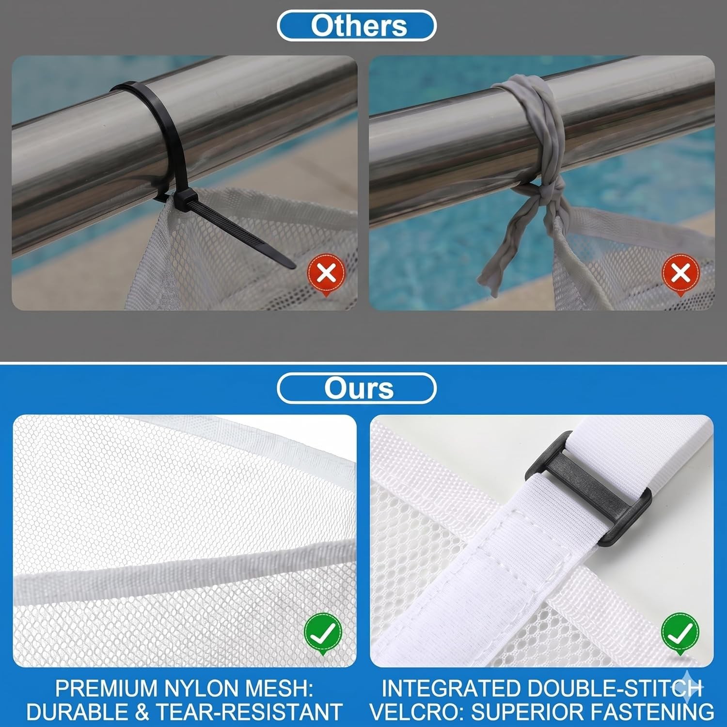 Poolside Perfection! 4-Pack Poolside Mesh Storage Bags with Adjustable Straps…